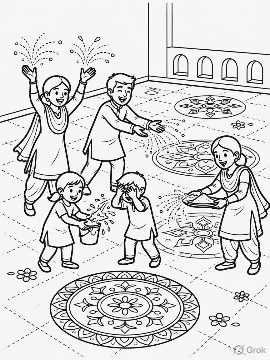 Holi colouring image